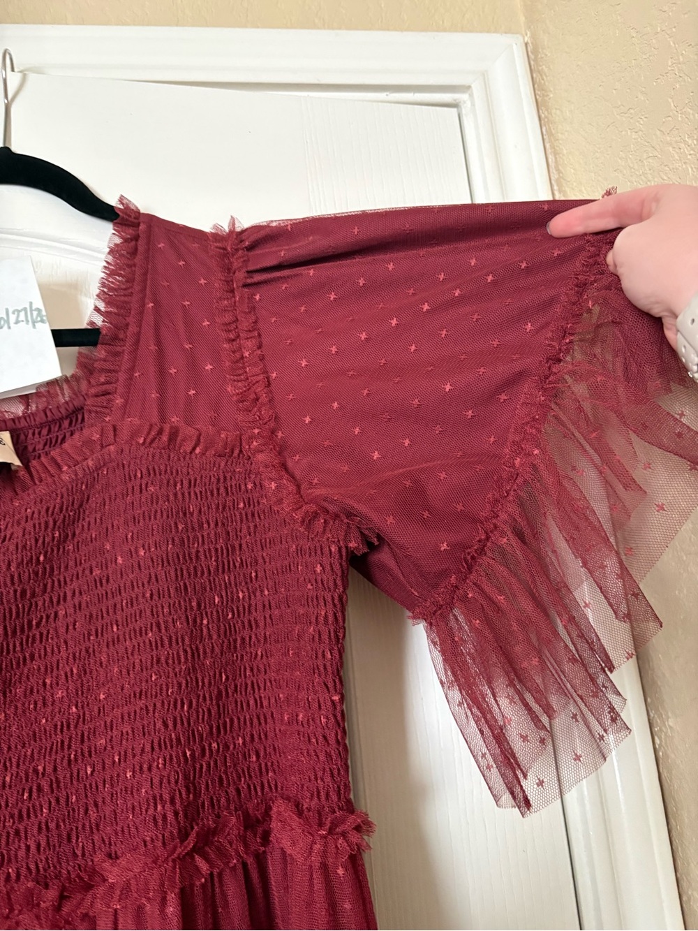 Jessakae Maroon Tulle Senna Dress - Picture 3 of 3